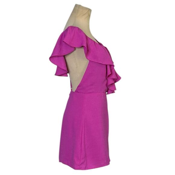 American Threads fuchsia ruffled open crossed back romper size Large - Picture 13 of 16